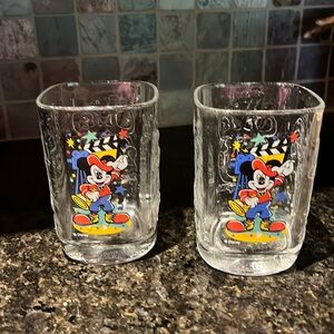 Disney Mickey Mouse Glass Tumblers - Clear and Multicolor